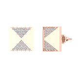 Pyramid Style Accented Diamond Stud Earrings 14K Gold-G,SI - Rose Gold