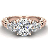0.96 Carat Vintage Wedding Ring 14K Gold (I,I1) - Rose Gold