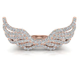 1.12 Ct Trendy Angel Wings Large Diamond Ring 18K Gold (G,VS) - Rose Gold