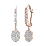 Oval Diamond Dangle Earrings Dainty Drop Style 14K Gold 0.70 ct-G,SI - Rose Gold
