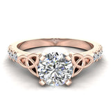 0.90 Carat Art Deco Trinity Knot Solitaire Wedding Ring 14K Gold-I,I1 - Rose Gold