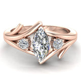 Marquise Cut Bypass Engagement Ring 14K Gold (G,SI) - Rose Gold