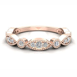 Stacking Circle & Marquee Designer Milgrain Diamond Wedding Band 0.28 Ctw 14K solid Gold (I,I1) - Rose Gold