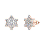 Star Shape 6-Point Diamond Cluster Stud Earrings 0.50 ct 14K Gold-I,I1 - Rose Gold