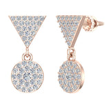 Circle Diamond Dangle Earrings 14K Gold-I,I1 - Rose Gold
