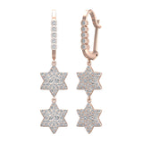 Star of David Diamond Dangle Earrings Drop Style 14K Gold 1.31 ct-G,SI - Rose Gold