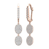 Oval Diamond Dangle Earrings Dainty Drop Style 14K Gold 1.10 ct-I,I1 - Rose Gold