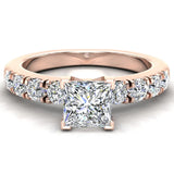 Princess Solitaire Diamond Engagement Rings for Women 14K Gold-GIA - Rose Gold