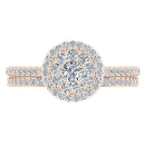 0.88 ct Illusion Solitaire Diamond Wedding Ring Set 14K Gold-I,I1 - Rose Gold