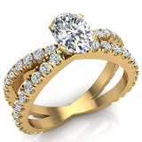 X Cross Splitshank Oval Shape Engagement Ring 1.75 ct 18K Gold - Yellow Gold