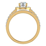 1.38 Ct Round Brilliant Cut Halo Diamond Engagement Ring Set 14K Gold (G,I1) - Yellow Gold