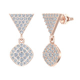 Cushion Diamond Dangle Earrings 14K Gold 0.80 ct-G,SI - Rose Gold