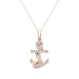 Anchor Diamond Pendant in 14K Gold Glitz Design (G,VS) - Rose Gold