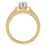 Diamond Wedding Ring Set for Women Round brilliant Halo Rings 14K Gold 1.70 carat (G,I1) - Yellow Gold