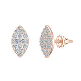 Exquisite Marquise Pave Diamond Stud Earrings 1/2 ct 14K Gold-G,SI - Rose Gold