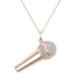 Music Voice Microphone Diamond Charm Necklace 14K Gold 0.82 ct tw-G,SI - Rose Gold