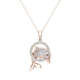 Bottle-Nose Dolphin 18K Gold Diamond Charm Necklace 0.74 cttw-G,VS - Rose Gold