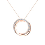 0.61 ct Diamond Pendant Intertwined Circles Necklace 18K Gold-G,VS - Rose Gold