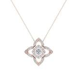 0.90 cttw Floral pattern motif Diamond Necklace 14K Gold (I,I1) - Rose Gold