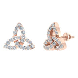 Celtic Knot Pave Diamond Stud Earrings ½ ct 14K Gold-I,I1 - Rose Gold