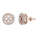 14K Gold Diamond Stud Earrings Round Shape 0.67 carat-G,SI - Rose Gold