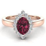 January Birthstone Garnet Marquise 14K Gold Diamond Ring 1.00 ct tw - Rose Gold