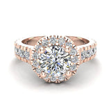 1.80 Ct Dual Row Wide Shank Halo Diamond Engagement Ring 14K Gold-I,I1 - Rose Gold