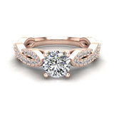 Solitaire Diamond Braided Shank Engagement Ring 18K Gold-G,VS - Rose Gold
