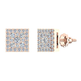 Sharp & Edgy Square Cluster Diamond Earrings 0.53 ctw 14K Gold-I,I1 - Rose Gold