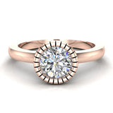 0.75 Carat Simple Vintage Engagement Ring 18K Gold (G,SI) - Rose Gold
