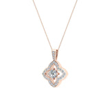 Floral Pattern Diamond Necklace 14K Gold-G,SI - Rose Gold