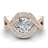 Solitaire Diamond Infinity Loop Setting 1.16 cttw 14k Gold (G,SI) - Rose Gold