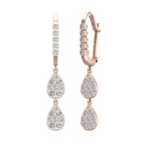 Teardrop Diamond Dangle Earrings Dainty Drop Style 14K Gold 0.92 ct-G,SI - Rose Gold