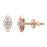 Diamond Earrings Marquise Shape Studs Bezel Settings 10K Gold-J,SI2-I1 - Rose Gold
