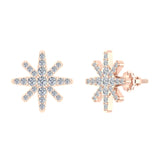 Starburst Pave Diamond Stud Earrings ½ ct 18K Gold-G,VS - Rose Gold