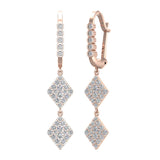 Kite Diamond Dangle Earrings Dainty Drop Style 14K Gold 1.14 ct-G,SI - Rose Gold