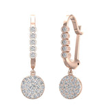 Circle Diamond Dangle Earrings Dainty Drop Style 14K Gold 1.31 ct-I,I1 - Rose Gold