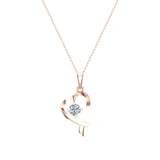 Dainty Heart Pendant Round 4mm Diamond Necklace 14K Gold 0.25 CTW-G,I1 - Rose Gold