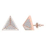 Diamond Stud Earrings Triangle Pyramid Diamond Earrings 14K Gold-G,SI - Rose Gold