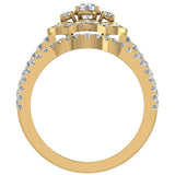 Three Stone Split Shank Wide look Engagement Ring Set 18K Gold-G,VS - Yellow Gold