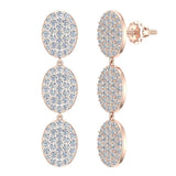 Oval Diamond Chandelier Earrings Waterfall Style 14K Gold-I,I1 - Rose Gold