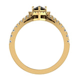1.75 Ct Pear Cut Black Diamond Halo Diamond Wedding Ring Set 14K Gold-I,I1 - Yellow Gold