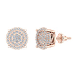 Diamond Cluster Earrings Round Cut Diamond Studs 14K Gold 0.50 ct-I,I1 - Rose Gold
