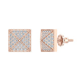 Diamond Stud Earrings Pyramid Style 18K Gold 0.50 carat-G,VS - Rose Gold