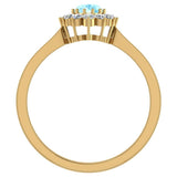 March Birthstone Aquamarine Oval 14K Gold Diamond Ring 0.80 ct tw - Yellow Gold