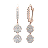 Circle Diamond Dangle Earrings Dainty Drop Style 14K Gold 1.22 ct-G,SI - Rose Gold