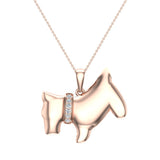 14K Gold Necklace Diamond Dog Pendant 0.10 Carat Total Weight-G,SI - Rose Gold