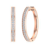 14K Hoop Earrings 26mm Diamond Line Setting Click-in Lock 0.60 ct-G,SI - Rose Gold
