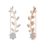 Stem and the Flower vines Ear climber earrings 18k Gold-G,VS - Rose Gold