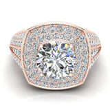 Round Diamond Engagement Rings Tapered Shank 14k Gold GIA 2.17 ct-I1 - Rose Gold